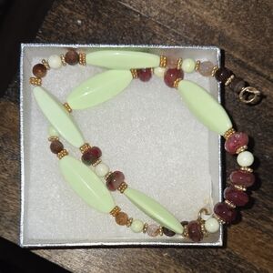 Green and Red Beaded Necklace with Elegant Design